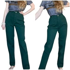 Rockies Vintage High Waisted Western Bare Back Denim Jeans Forest Green